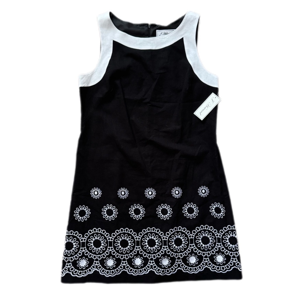 J Howard dress, size 14 Sleeveless floral embroidery lined mini linen blend NWT